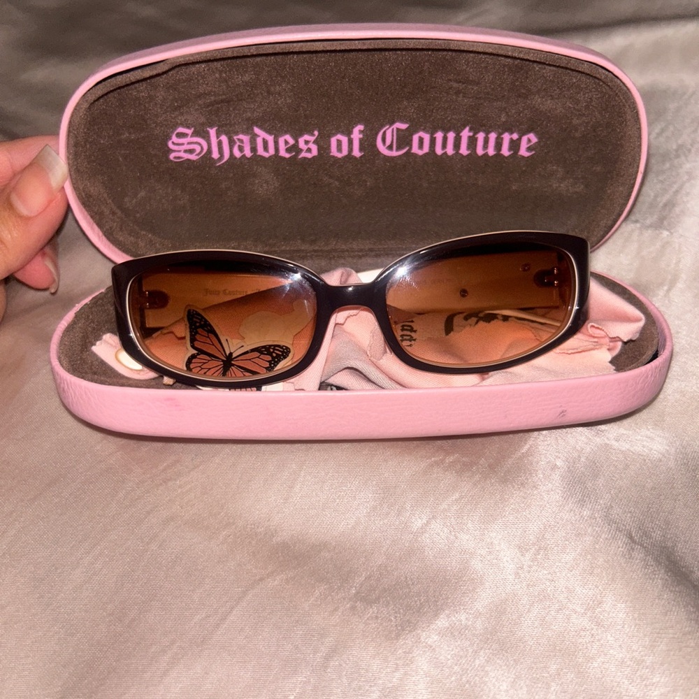 Vintage Juicy Couture Brown Rectangular Sunglasses with Case